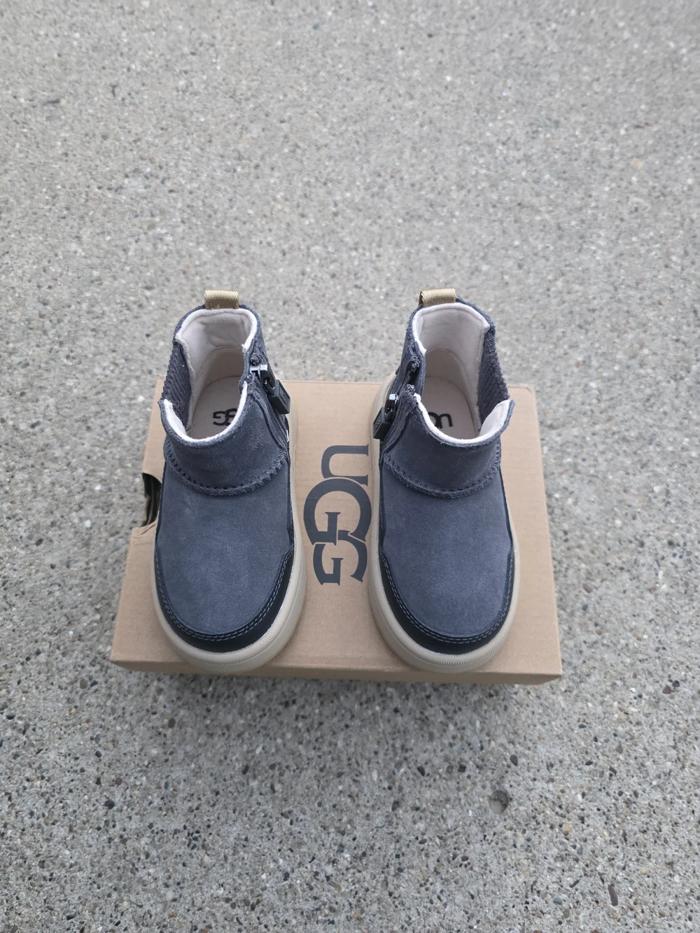 UGG Kids Grey Suede Ankle Boots - Casual Slip-On Toddler Boys 6K